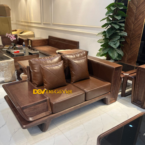 Ghế Sofa Chân Đứng Gỗ Sồi Nga Tự Nhiên Màu Óc Chó Đẹp