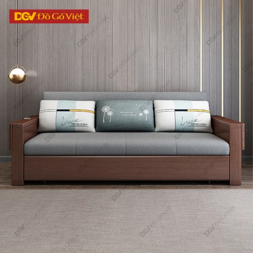 Ghế Sofa Kéo Thành Giường Gỗ Tự nhiên Kèm Nệm Ngồi Êm Ái