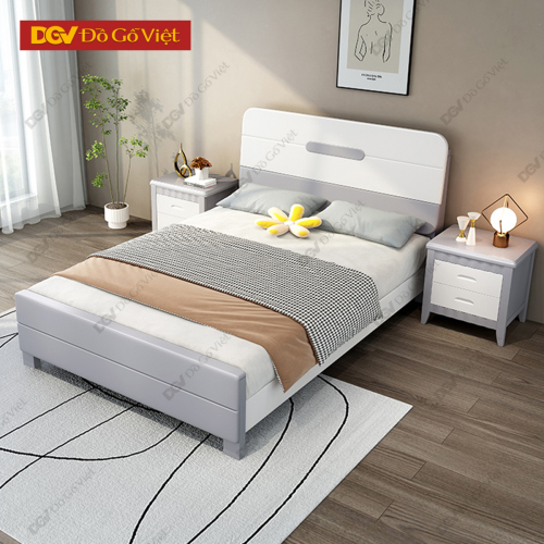 Giường Ngủ Gỗ Màu Trắng Phối Xám Hiện Đại Trẻ Trung