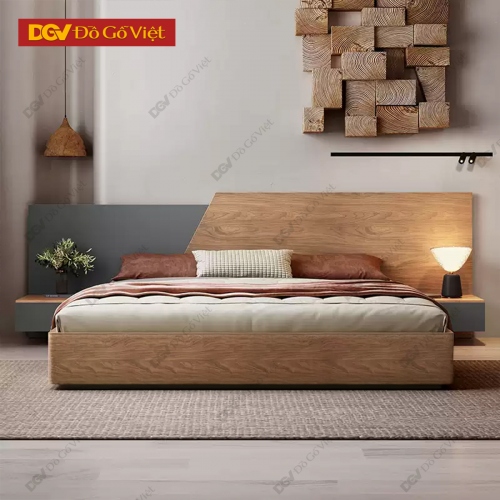 Giường Ngủ MDF Kết Hợp Tủ Đầu Giường Phong Cách Hiện Đại