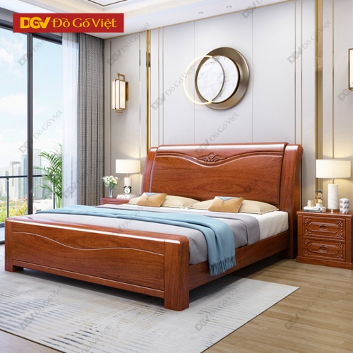 Giường Ngủ Xoan Đào Màu Nâu Cam Vân Gỗ Đẹp Giá Tốt
