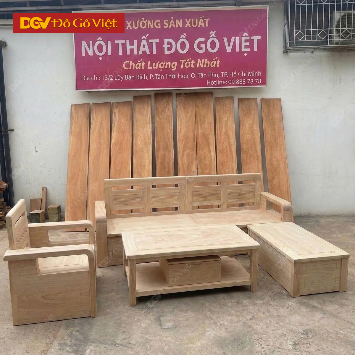 Bộ Sofa Góc Gỗ Gõ Đỏ Pachy Tay Cong Bo Góc Mới Đẹp 2026