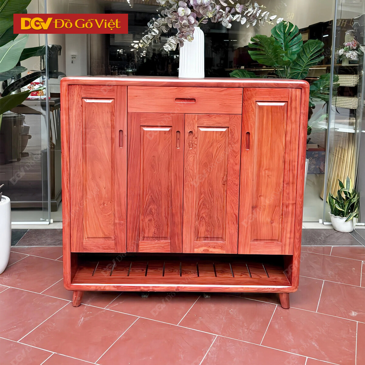 Tủ Giày Gỗ Hương Đá Cánh Pano Hiện Đại Mẫu Mới 2025