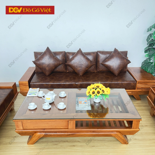 Sofa 2 Văng Gỗ Gõ Đỏ Chân Thuyền Sang Trọng Cho Phòng Khách