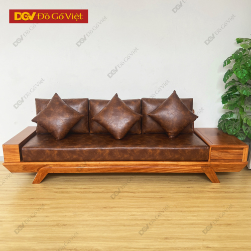 Sofa 2 Văng Gỗ Gõ Đỏ Chân Thuyền Sang Trọng Cho Phòng Khách