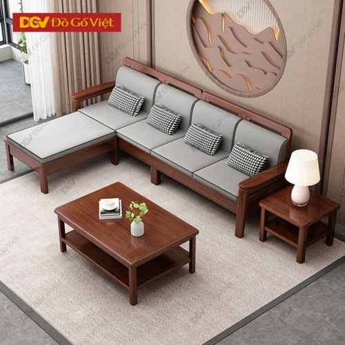 Sofa Gỗ Căm Xe Góc L 4 Món Đơn Giản Nhỏ Gọn Đẹp Giá Rẻ