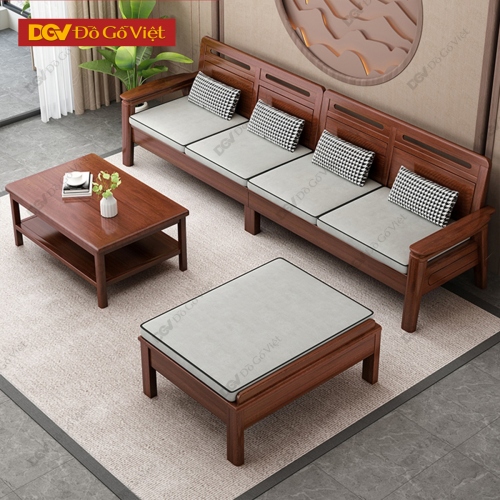 Sofa Gỗ Căm Xe Góc L 4 Món Đơn Giản Nhỏ Gọn Đẹp Giá Rẻ