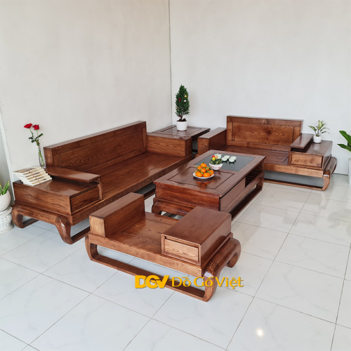 Sofa Gỗ Sồi Nga Phòng Khách 2 Băng Dài Đẹp Giá Rẻ 2024