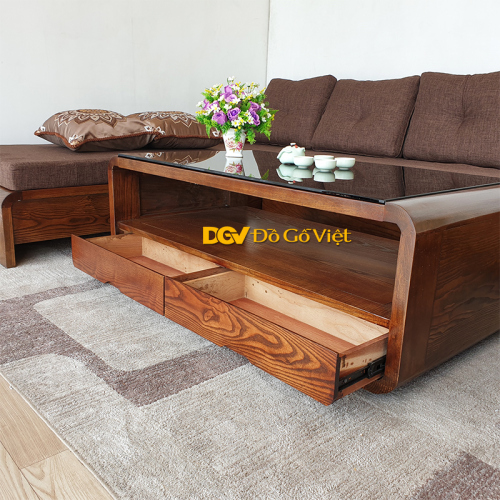 Sofa Góc L Phòng Khách Màu Óc Chó Chân Quấn Gỗ Sồi Nga Đẹp Giá Rẻ