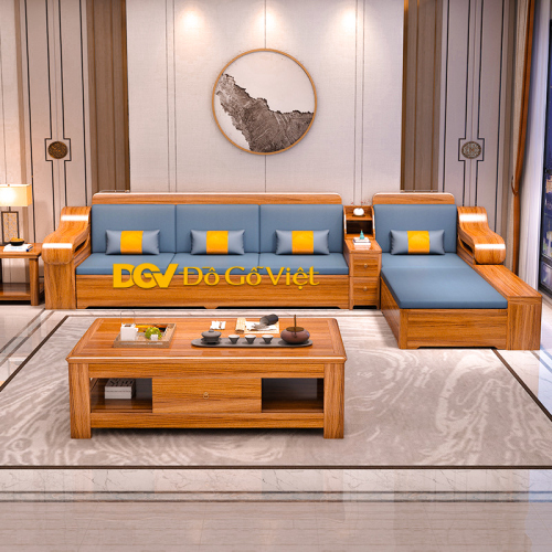 Sofa Phòng Khách Gỗ Gõ Đỏ Tay 14 Dày Dặn Hiện Đại Đẹp Rẻ