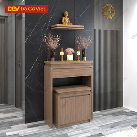 Án Gian Thờ Gỗ Công Nghiệp Màu Nâu Cho Căn Hộ Hiện Đại