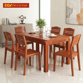 Bàn Ăn Gia Đình Gỗ Xoan Đào 1m6 6 Ghế Hiện Đại Giá Rẻ