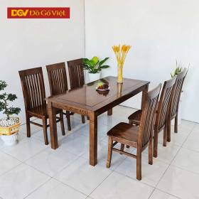 Bàn Ăn Gỗ Sồi Hiện Đại Màu Nâu Đen 1m6 6 Ghế Đẹp Mới 2025