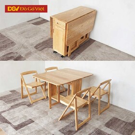 Bàn Ăn Thông Minh Xếp Gọn Gỗ Tự Nhiên 4 Ghế Đẹp Giá Rẻ