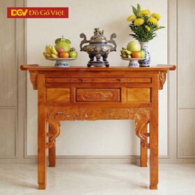 Bàn Cúng Gỗ Căm Xe Mặt Gõ 1 Tầng 1m27