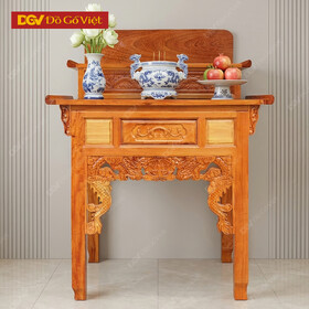 Bàn Cúng Thờ Gia Tiên 2 Tầng Căm Xe Mặt Gõ Nhỏ