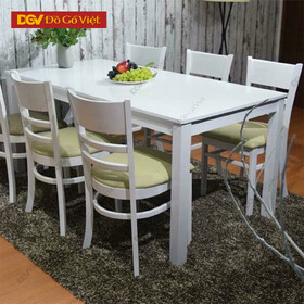 Bàn Ghế Ăn Gỗ Tự Nhiên Màu Trắng 1m6 6 Ghế Đẹp Bền Giá Rẻ