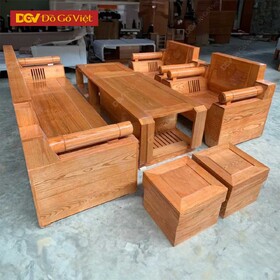 Bàn Ghế Phòng Khách Gỗ Sồi Nga Kiểu Đối Tay Tròn Đẹp Giá Rẻ