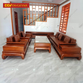 Bàn Ghế Sofa Đối Gỗ Gõ 4 Món Mẫu Đùi Gà Hiện Đại