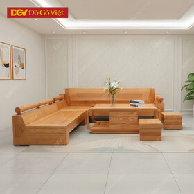 Bàn Ghế Sofa Phòng Khách Sồi Nga Mẫu Kim Cương Tay Tròn Đẹp