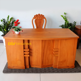 Bàn Làm Việc Giám Đốc Gỗ Gõ Đỏ Mặt Cong Đẹp Giá Rẻ