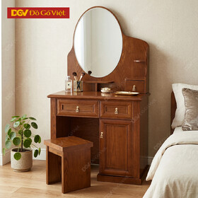 Bàn Phấn Oval Gỗ Sồi Nga Màu Nâu Óc Chó 80cm Đẹp Giá Rẻ