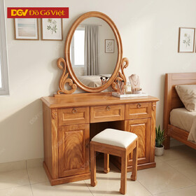 Bàn Phấn Trang Điểm Gỗ Đinh Hương 1m1 Gương Oval Hiện Đại