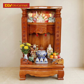 Bàn Thần Tài Nhỏ Gỗ Gõ Đỏ 5 Tấc Cột 7 Chạm Hán Tự Đẹp Giá Rẻ