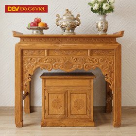 Bàn Thờ Án Gian Gỗ Gõ Đỏ 1m27 Kèm Tủ Táp Hiện Đại