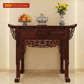 Bàn Thờ Gia Tiên 1 Tầng Gỗ Muồng Chạm Họa Tiết Long Phụng