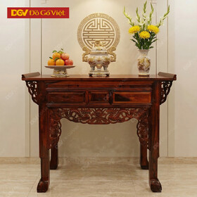 Bàn Thờ Gia Tiên 1 Tầng Gỗ Muồng Tay Diềm 1m27