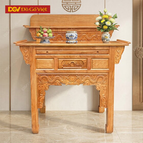 Bàn Thờ Gia Tiên Chạm Rồng 2 Tầng 1m27 Gỗ Gõ Đỏ Cao Cấp