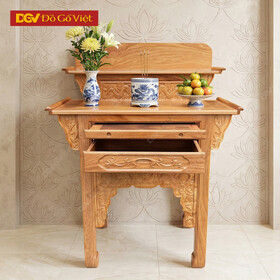 Bàn Thờ Gỗ Gõ Đỏ 2 Tầng 1m07 Chạm Rồng Có Ngăn Kéo Rộng