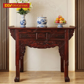 Bàn Thờ Gỗ Muồng 1 Tầng Mẫu 1m27 Chạm Sen Tinh Tế