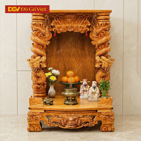 Bàn Thờ Thần Tài Cỡ Lớn Gỗ Gõ Đỏ Chạm Rồng Cột Lớn
