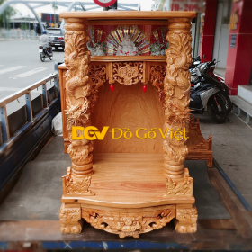 Bàn Thờ Thần Tài Gõ Đỏ Cao Cấp 6 Tấc Cột 12 Rồng Nổi