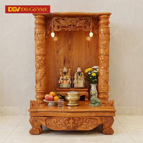 Bàn Thờ Thần Tài Gỗ Tự Nhiên Xoan Đào Cột 10 Đẹp Bền Giá...