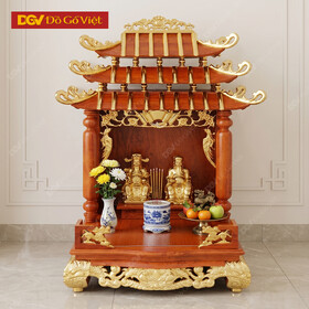 Bàn Thờ Thần Tài Mái Chùa Gỗ Hương Đá Chạm Vàng Đẹp Giá Tốt