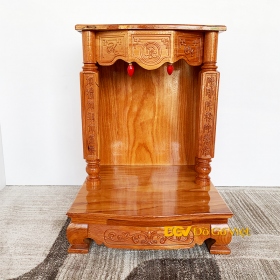 Bàn Thờ Thần Tài Nhỏ Gỗ Gõ Đỏ Cột 6 Chạm Chữ Đẹp Bền...