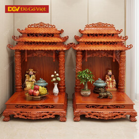 Bàn Thờ Thần Tài Triện Rồng Mái Chùa Gỗ Hương Đá Bền Đẹp