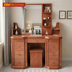 Bàn Trang Điểm 2 Thùng Gỗ Hương Đá Có Kệ Cao Cấp