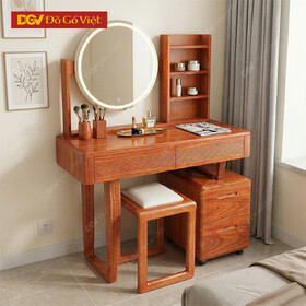 Bàn Trang Điểm Gỗ Cẩm Vân 1m Có Gương Đèn Led Hiện Đại