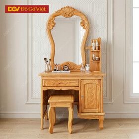 Bàn Trang Điểm Gõ Đỏ 80cm Chạm Hoa Hồng Kèm Hộc Kệ Rẻ Đẹp
