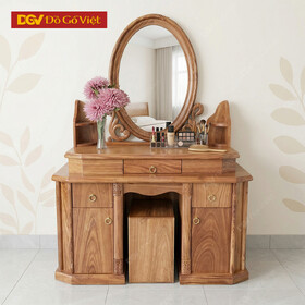 Bàn Trang Điểm Gỗ Hương Xám Gương Oval Thiên Nga Đẹp