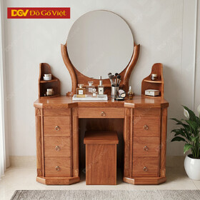 Bàn Trang Điểm Tự Nhiên Hương Đá Kính Tròn 2 Thùng Có Kệ...