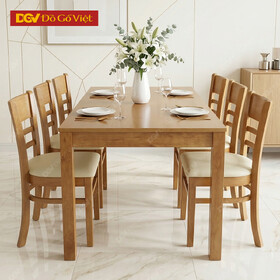 Bộ Bàn Ăn Gia Đình Gỗ Cao Su 1m6 6 Ghế Đẹp Giá Rẻ