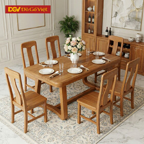 Bộ Bàn Ăn Gỗ Gõ Đỏ Tròn Cạnh Chân Chữ U Bo Cong Cách Điệu