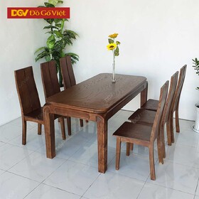 Bộ Bàn Ăn Gỗ Sồi Màu Óc Chó 6 Ghế Mẫu Mới 2025 Đẹp Giá Rẻ