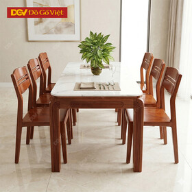 Bộ Bàn Ăn Gỗ Xoan Đào Mặt Đá Hiện Đại 1m6 6 Ghế Đẹp Giá...