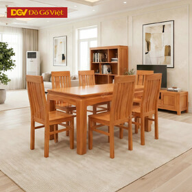 Bộ Bàn Ăn Hiện Đại Gỗ Gõ Đỏ 1m6 6 Ghế Đẹp Mới Nhất 2026